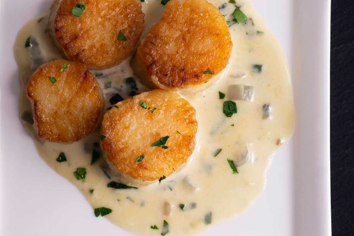 Scallops with White Wine Sauce | Lund's Fisheries
